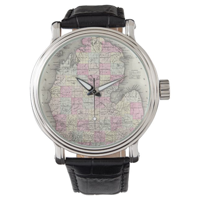 Montre Carte vintage du Michigan (1855) (devant)