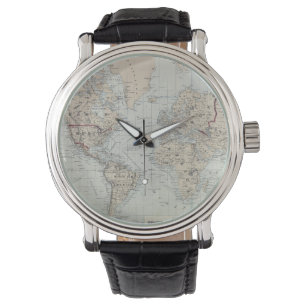 Montre Carte vintage du monde (1875)
