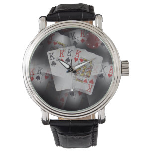 Montre Cartes De Poker Quad Kings Dans Un Motif,