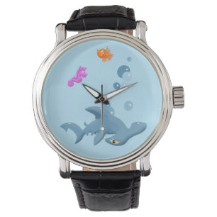 Montre Cartoon Shark, Fish and Seahorse