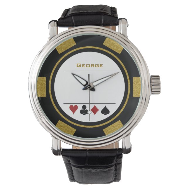 Montre Casino Poker Chip Las Vegas Black Gold (devant)