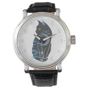 Montre Cat in the night silhouette - choose back color