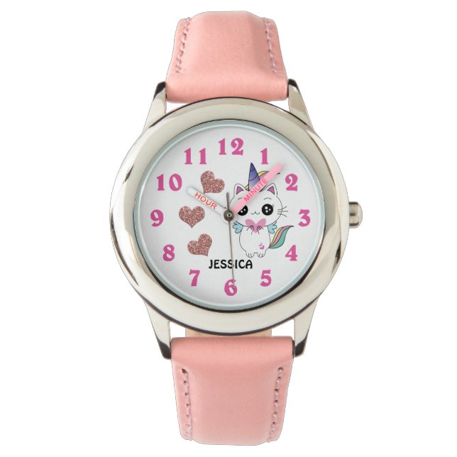 Montre Caticorn Unicorn Rose Gold Parties scintillant Coe (devant)