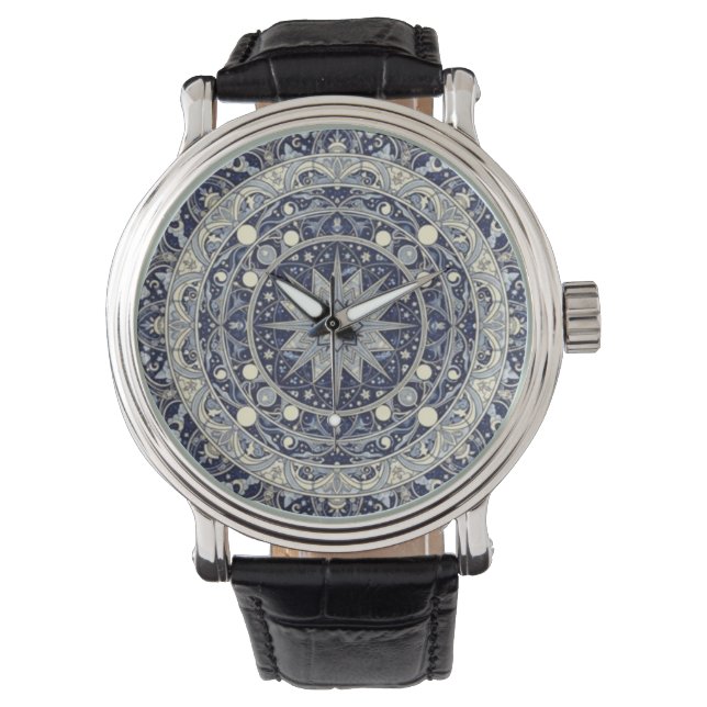 Montre Celestial Compass Mandala Star Pattern Art (devant)
