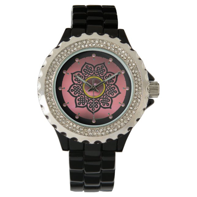 MONTRE CELTIC KNOTS FLEURS ET ROSE AMÉTHYST PIERRES GEM (devant)