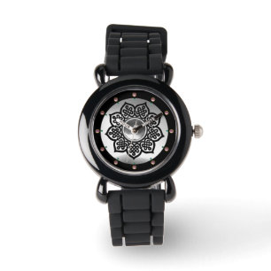 MONTRE CELTIC KNOTS FLEURS, ROSE BLANC AMÉTHYST PIERRES G