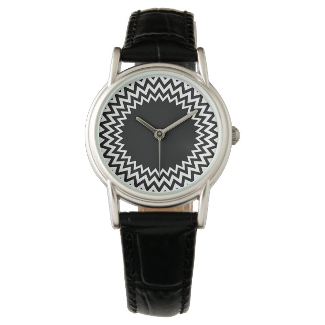 Montre Cercle blanc noir Chevron (devant)