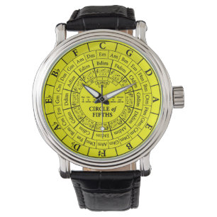 Montre Cercle des cinquièmes Veille en cuir Vintage jaun