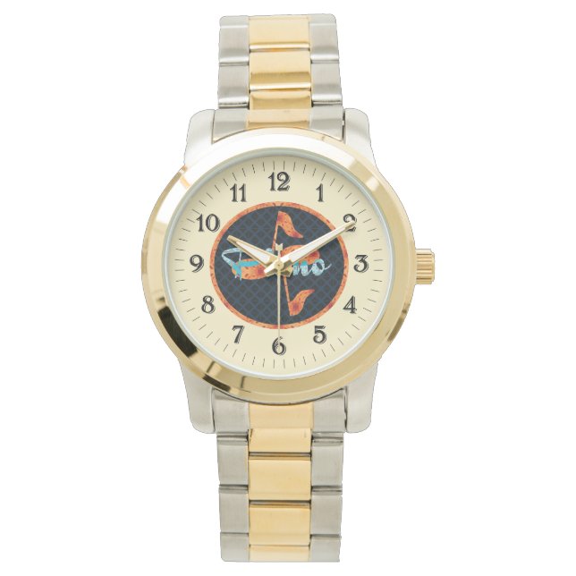 Montre Cercle Motif Piano Notes (devant)