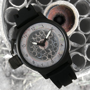 Montre Cercles gris monochromatiques en Motif concentré