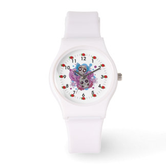 Montre Cercles roses et violets Papillons crâniens à sucr