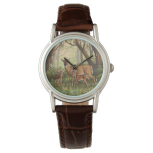 Montre Cerf blanc et mignonnes crevettes jumelles au prin