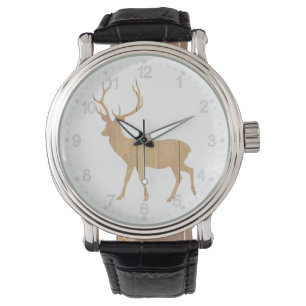 Montre Cerf sur arrière - plan en bois rétro
