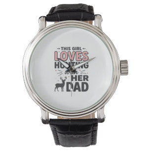 Montre Cette fille adore chasser avec son papa design vin