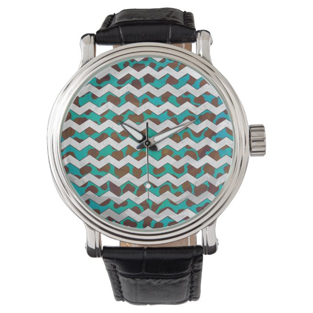 Montre Cevron Dalmatien Brown et Turquoise (devant)