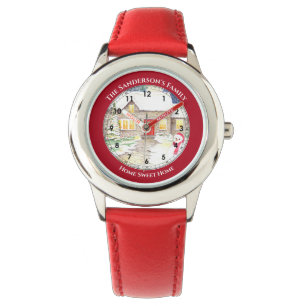 Montre Chalet neige Snowman Aquarelle Numéros