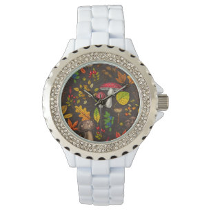 Montre Champignons d'automne, feuilles, noix et baies sur