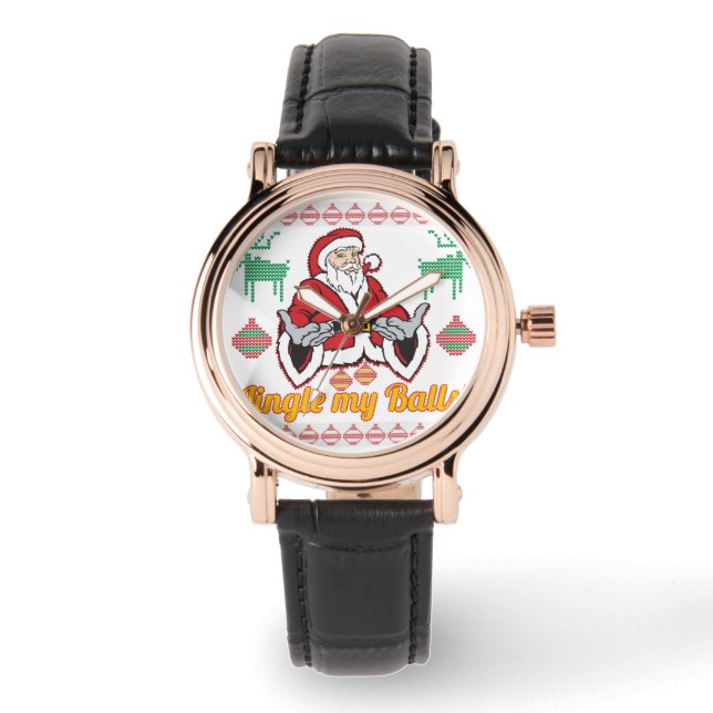 Montre Chandail de Noël du Père Noël souriantJingl (Recto)