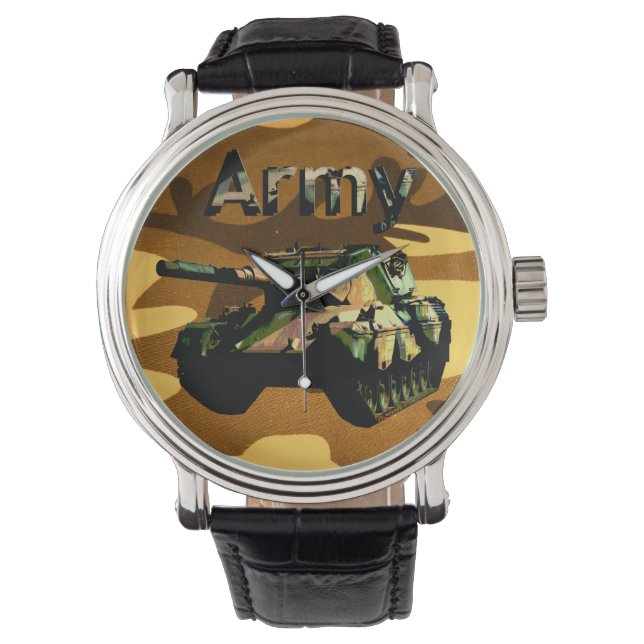 Montre char d'armée Vintage kaki, (devant)
