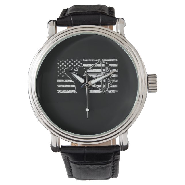 Montre Chasse Archer Drapeau Américain Bowhunting Huter (devant)