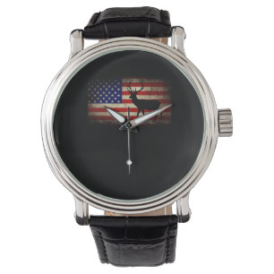 Montre Chasse aux cerfs Drapeau américain USA Fier chass
