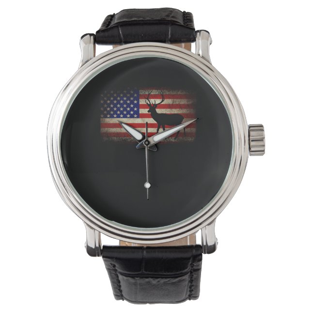 Montre Chasse aux cerfs Drapeau américain USA Fier chasse (devant)