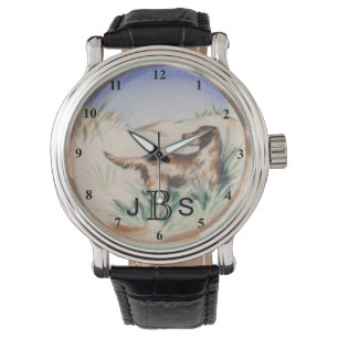 Montre Chasse vintage aux chiens   Monogramme masculine