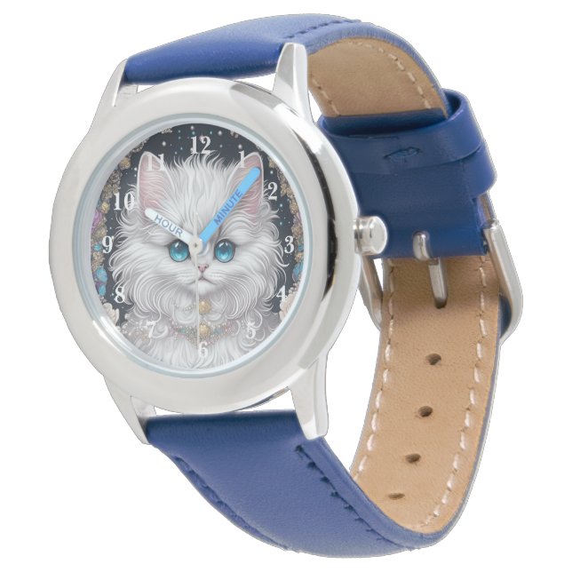 Montre Chat blanc adorable (Incliné)