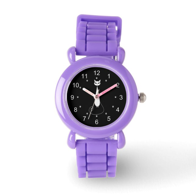 Montre Chat blanc avec Empreintes de pattes (Recto)