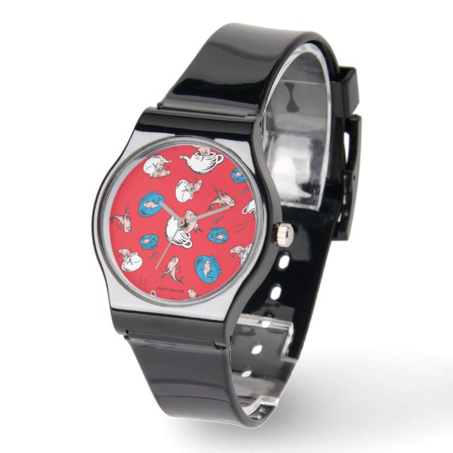 Montre Chat Dans Le Casquette | Le Motif rouge poisson (Angle)