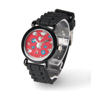 Montre Chat Dans Le Casquette   Le Motif rouge poisson