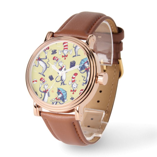 Montre Chat Dans Le Casquette | Motif jaune (Angle)