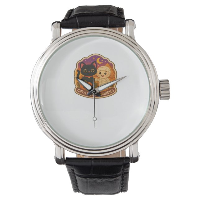 Montre Chat d'Halloween mignonne et broderie maman Stic P (devant)