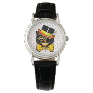 Montre Chat d'Halloween vintage en haut