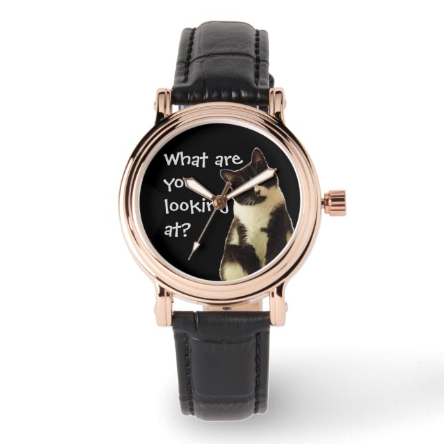 Montre Chat drôle "Qu'est-ce que vous regardez ?" (Recto)