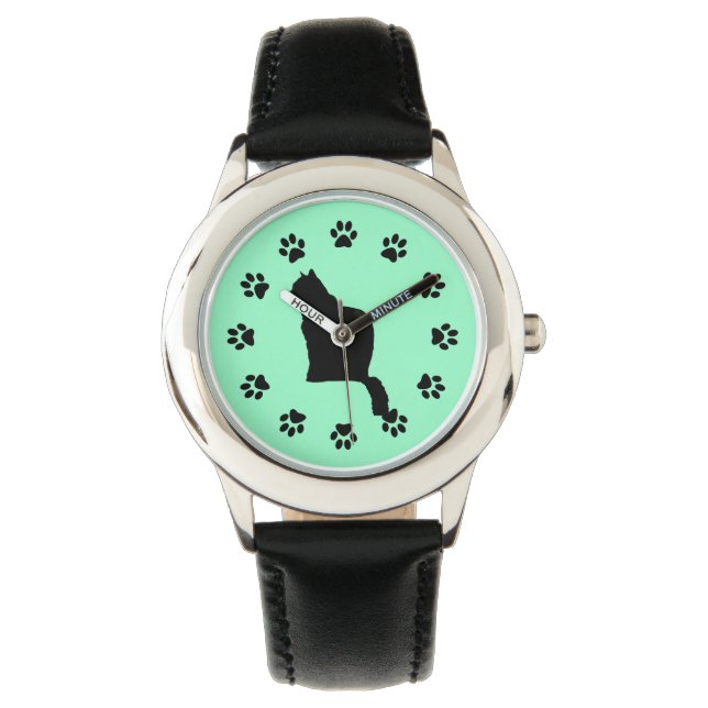 Montre - Chat et empreintes de pattes (devant)