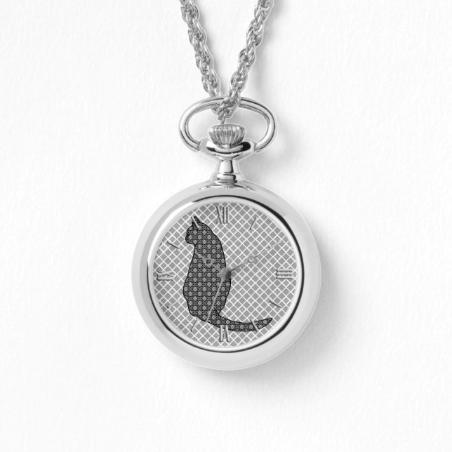 Montre Chat japonais - Kimono noir et blanc (Recto)