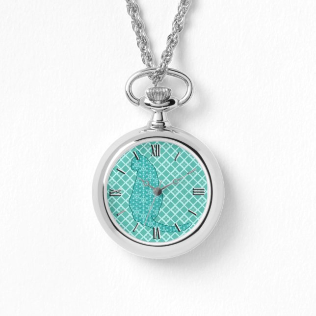 Montre Chat japonais - Kimono turquoise (Recto)