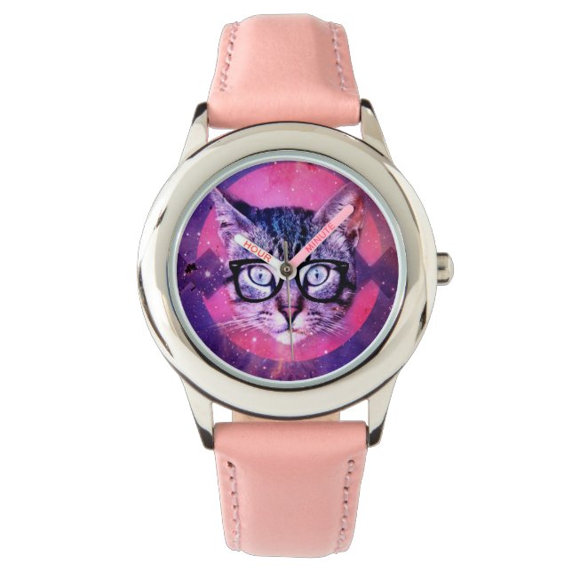 MONTRE CHAT LUNETTES DE SOLEIL FILLES ENFANTS ROSE WRIST  (devant)