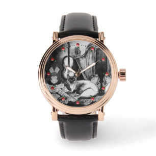 Montre CHAT MUSICALE, OWL, VIOLIN, HARP Black White Red M