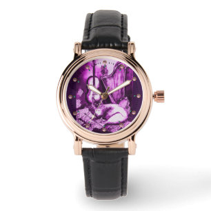 Montre CHAT MUSIQUE AVEC OWL, Blanc violet