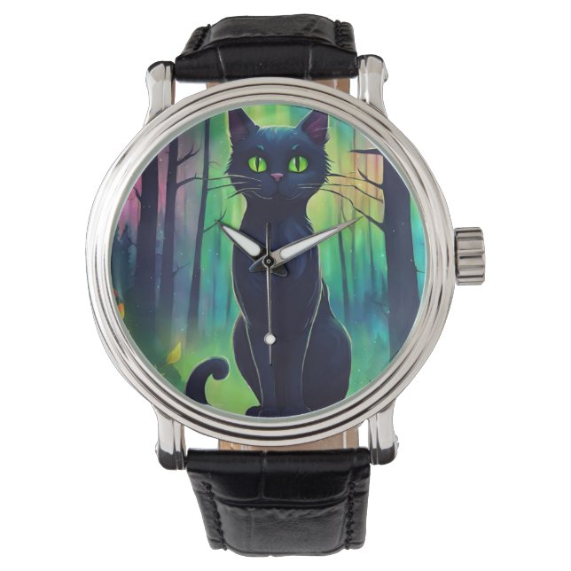 Montre Chat mystique des aurores boréales (devant)