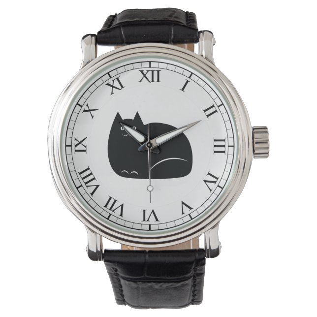 Montre Chat noir gras (devant)
