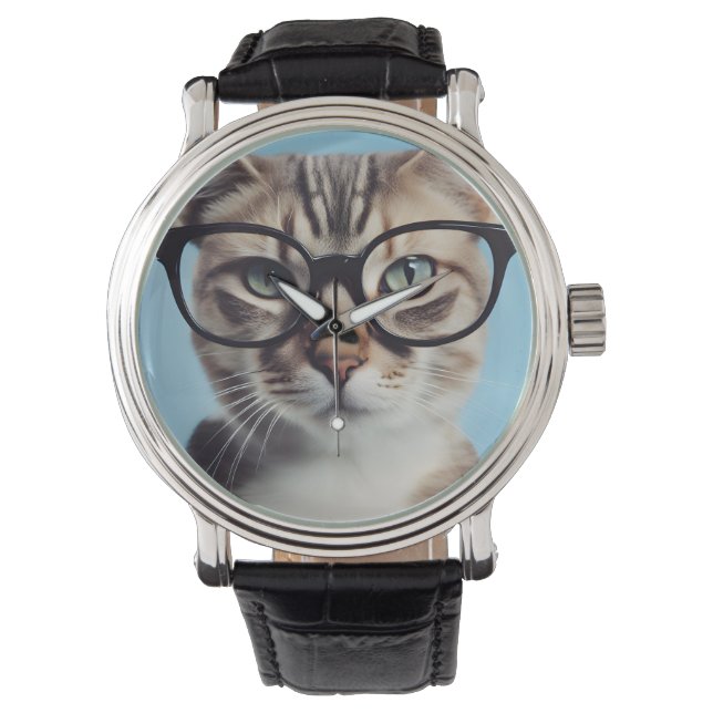 Montre Chat Portant des lunettes (devant)