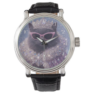 Montre Chat reine glamour portrait de fantaisie scintilla