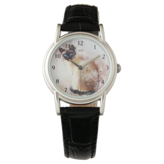 Montre Chat Siamese Peint en bleu Eyed (devant)
