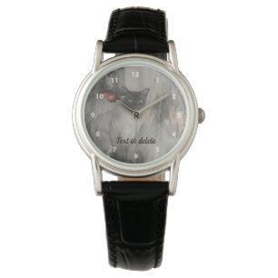 Montre Chat Siamois En Noir Et Blanc Personnalisé