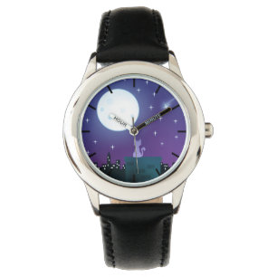 Montre Chat sous le clair de lune