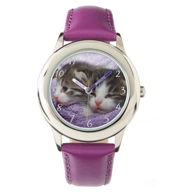 Montre Chatons doux et dorés (devant)