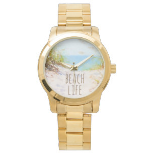 Montre Chemin de plage à l'aquarelle Vie de plage